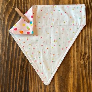 Handmade- L - Reversible Pet Bandana - Slips over collar - Confetti